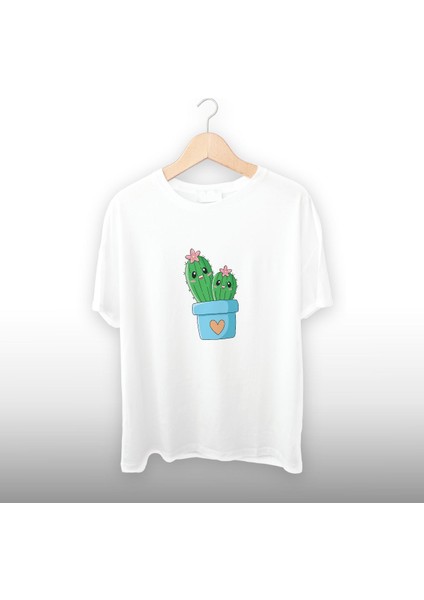 Kaktüs Şirin Detaylı Unisex Tişört