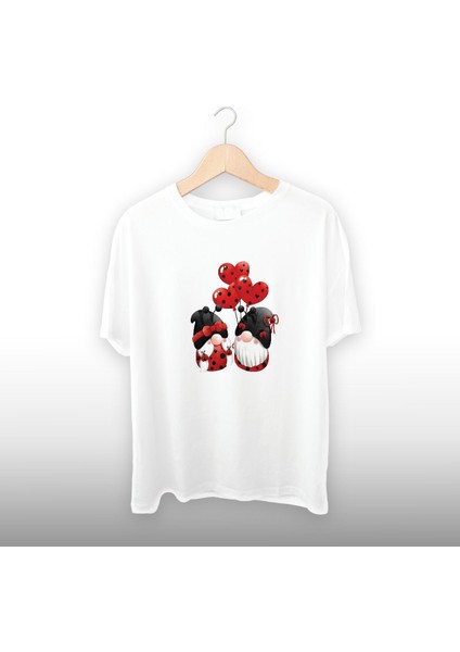 Cüceler Kalpli Balon Detaylı Unisex Tişört