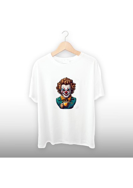 Joker Kahve Detaylı Unisex Tişört