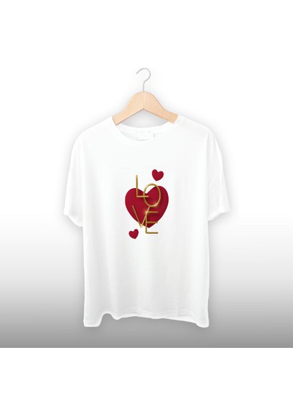 Love Gold Yazı Detaylı Unisex Tişört