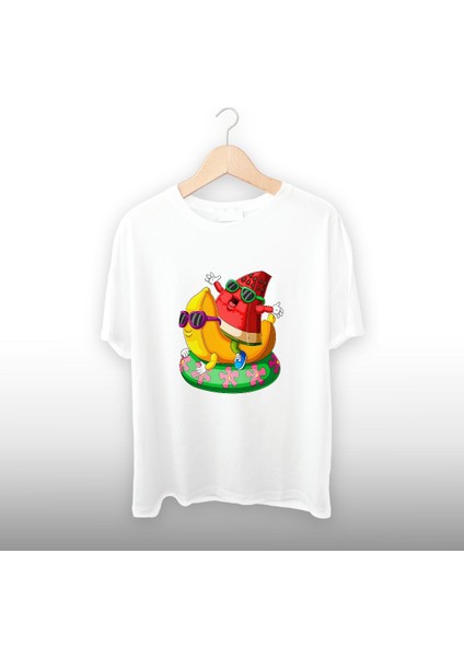 Karpuz Muz Detaylı Unisex Tişört