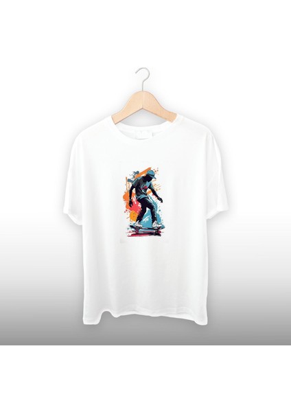 Kaykaycı Detaylı Unisex Tişört