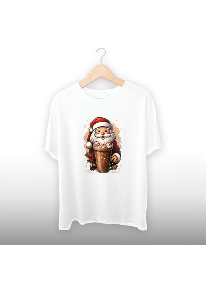 Noel Baba Kahve Detaylı Unisex Tişört