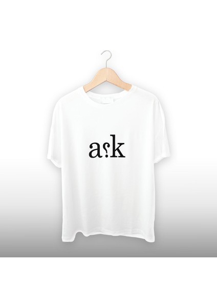 Aşk Soru Işareti Detaylı Unisex Tişört