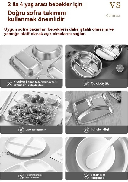 Ev Tipi Düşme Önleyici 304 Paslanmaz Çelik Çocuk Bölme Tepsisi (Yurt Dışından)