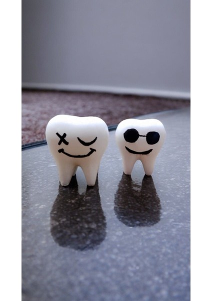 Dekoratif Mini Diş Figür 2li Set Biblo