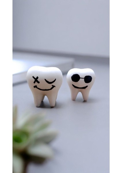 Dekoratif Mini Diş Figür 2li Set Biblo