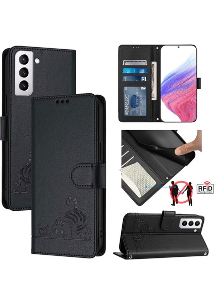 Samsung Galax S21+ Için Kedi Sıçan Desenli Rfıd Kılıf (Yurt Dışından)