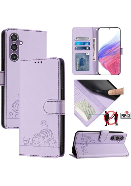 Samsung Galax S23 Fe 5g Için Kedi Sıçan Desenli Rfıd Kılıf (Yurt Dışından)