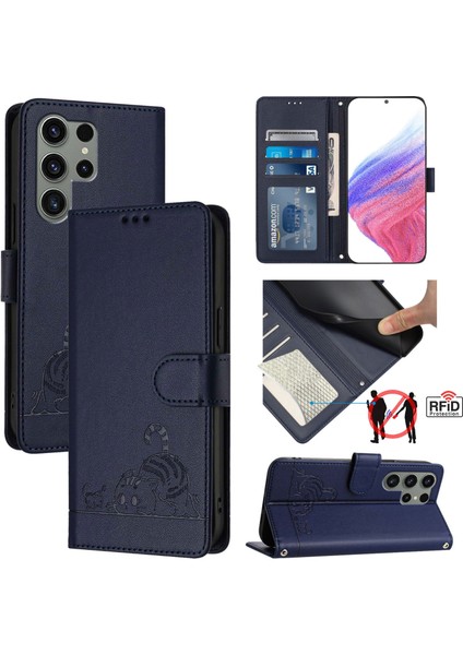 Samsung Galax S23 Ultra 5g Için Kedi Sıçan Desenli Rfıd Kılıf (Yurt Dışından)