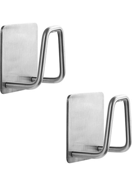 Güçlü Yapışkanlı Metal Banyo Mutfak Eşya Havlu Vb Ürün Askılığı AL4467 - 2 Adet Gümüş
