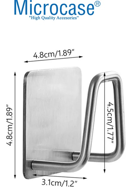 Güçlü Yapışkanlı Metal Banyo Mutfak Eşya Havlu Vb Ürün Askılığı AL4467 - 2 Adet Gümüş