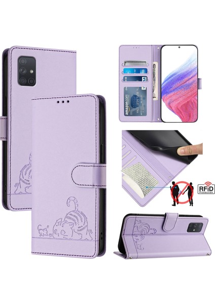 Samsung Galaxy A71 4g Için Kedi Sıçan Desenli Rfıd Kılıf (Yurt Dışından)