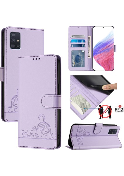 Samsung Galaxy A51 5g Için Kedi Sıçan Desenli Rfıd Kılıf (Yurt Dışından)