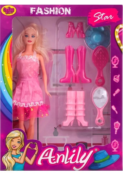 Bol Aksesuarlı Moda Kombini Oyuncak Bebek 30 cm Anlily Fashion Star Doll