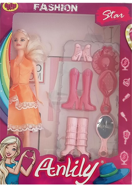 Bol Aksesuarlı Moda Kombini Oyuncak Bebek 30 cm Anlily Fashion Star Doll