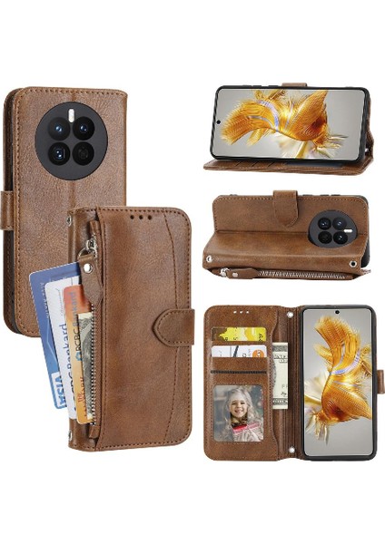 Huawei Mate 50 Için Flip Case Pu Deri Kayış Kickstand Manyetik Kapatma (Yurt Dışından)