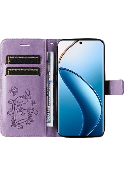 Kart Yuvası Standı ile Realme 12 Pro Artı Pu Deri Kılıf Kickstand Çevirin (Yurt Dışından)