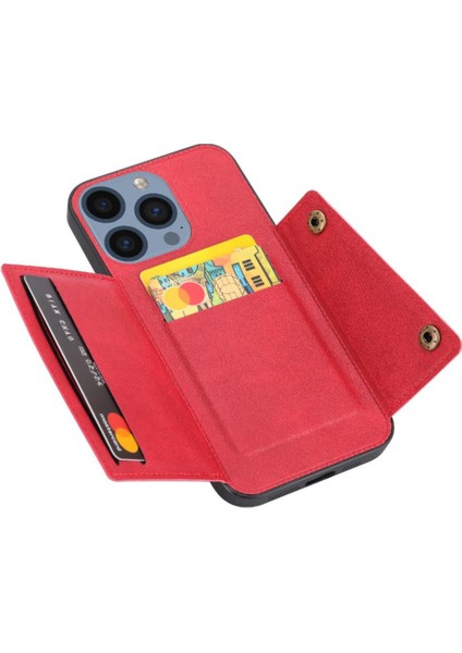 Iphone 15 Pro Max Buit Için Cüzdan Kılıf Demir Kickstand Cüzdan Kılıf Kartı (Yurt Dışından)