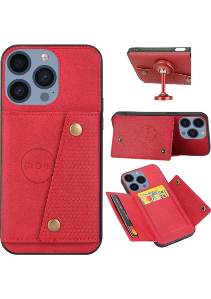 Iphone 15 Pro Max Buit Için Cüzdan Kılıf Demir Kickstand Cüzdan Kılıf Kartı (Yurt Dışından)