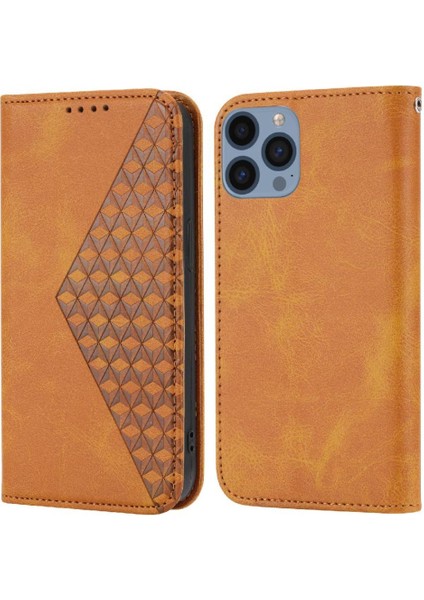 IPhone 12 Cüzdan Günlük Kullanım Için Flip Case El Kayışı Standı Eşkenar Dörtgen Şekli (Yurt Dışından)