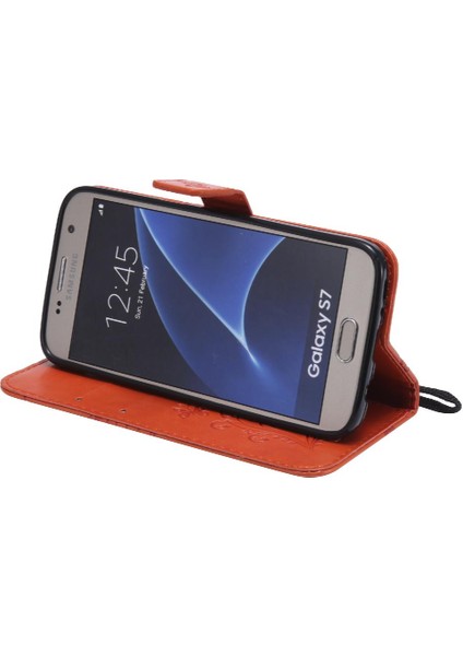 Samsung Galaxy S7 Flip Kickstand Pu Deri Kart Yuvası Standı ile (Yurt Dışından)