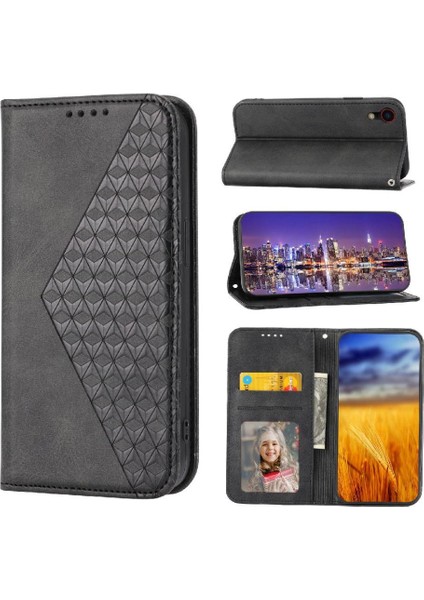 IPhone Xr Cüzdan Günlük Kullanım Için Flip Case El Kayışı Standı Eşkenar Dörtgen Şekli (Yurt Dışından)