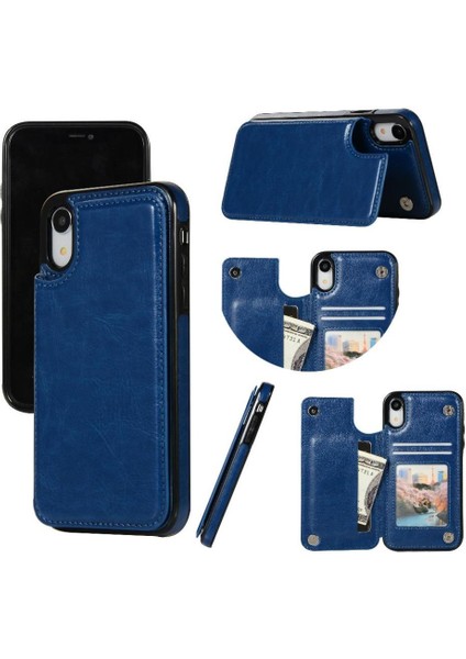 Kart Tutucu ile IPhone Xr Pu Deri Kickstand Kart Yuvaları Için Cüzdan Kılıf (Yurt Dışından)