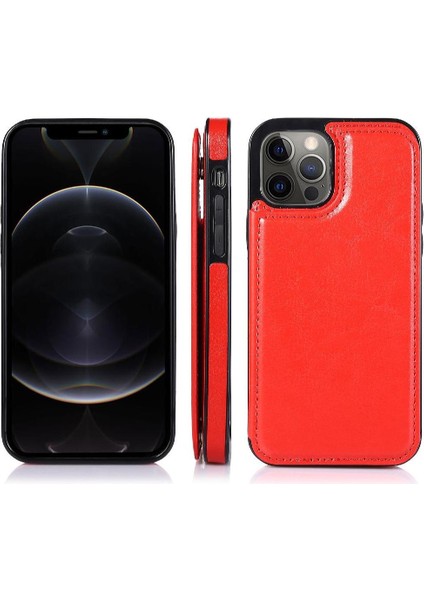 IPhone 12 Için Cüzdan Durumda Pro Max Çift Manyetik Toka Kart Yuvaları Pu (Yurt Dışından)