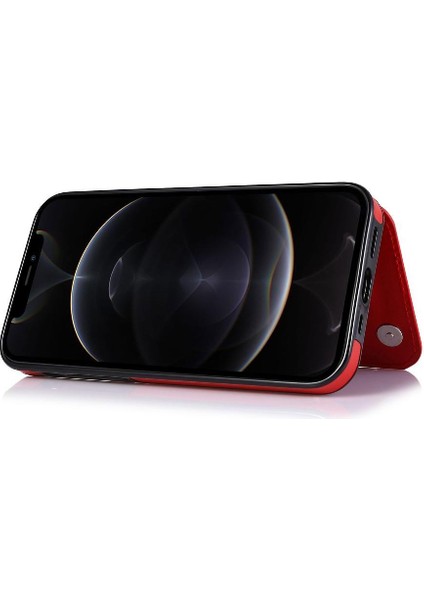 IPhone 12 Için Cüzdan Durumda Pro Max Çift Manyetik Toka Kart Yuvaları Pu (Yurt Dışından)