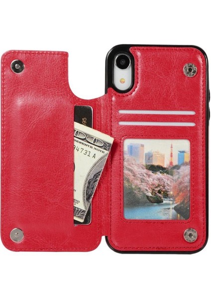 Kart Tutucu ile IPhone Xr Pu Deri Kickstand Kart Yuvaları Için Cüzdan Kılıf (Yurt Dışından) indirimleri