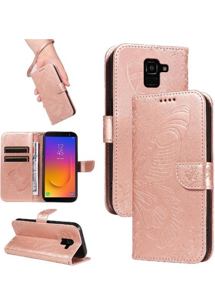 Samsung Galaxy J6 2018 Için Flip Case Ayrılabilir El Kayışı Kabartmalı Yüksek (Yurt Dışından)