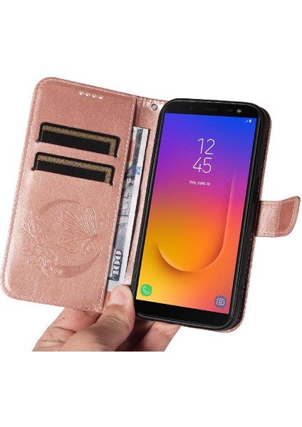 Samsung Galaxy J6 2018 Için Flip Case Ayrılabilir El Kayışı Kabartmalı Yüksek (Yurt Dışından)