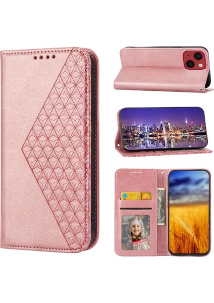 IPhone 13 Için Flip Case Pro Max Eşkenar Dörtgen Şekli Günlük Kullanım Cüzdan El Kayışı (Yurt Dışından)