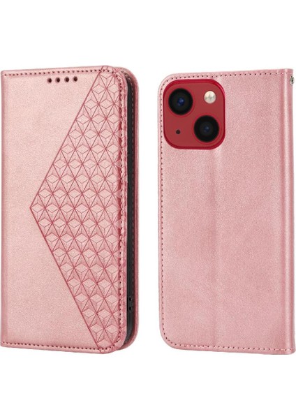 IPhone 13 Için Flip Case Pro Max Eşkenar Dörtgen Şekli Günlük Kullanım Cüzdan El Kayışı (Yurt Dışından)