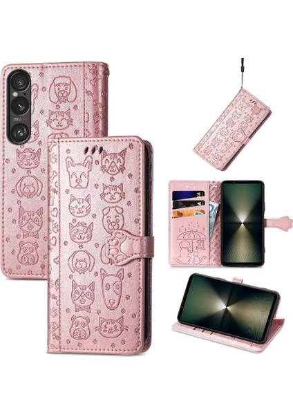 Sony Xperia 1 Vı Karikatür Hayvanlar Için Flip Case Deri Kılıf Kapak Çevirin (Yurt Dışından)
