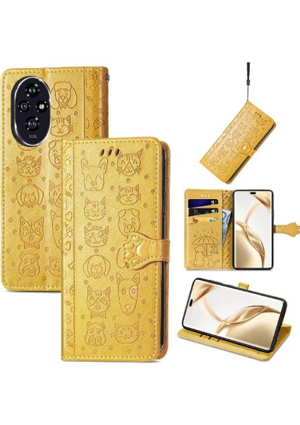 Onur Için Flip Case 200 Pro Kısa Kayış Deri Kılıf Darbeye Karikatür (Yurt Dışından)
