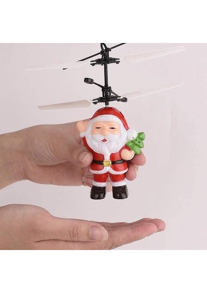 Noel Uçan Top Oyuncak Noel Baba Helikopter LED Işık, Noel Baba Elektrikli Kızılötesi Süspansiyon Akıllı Sensör Uçan Oyuncak (Yurt Dışından)