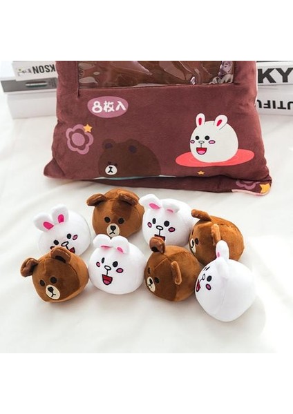 8 Adet / Grup Sevimli Hayvan Kahverengi Koni Çanta Peluş Bebek Dolması Bunny Şeker Puding Minder / Yastık Çocuk / Kız Doğum Günü Hediyeleri | Peluş Yastıklar (Yurt Dışından)