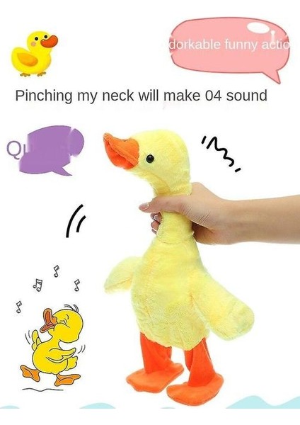 Peluş Oyuncaklar Çekin Boyun Küçük Sarı Ördek, Yürüyüş ve Şarkı Çocuk Eşlik Oyuncaklar (Yurt Dışından)