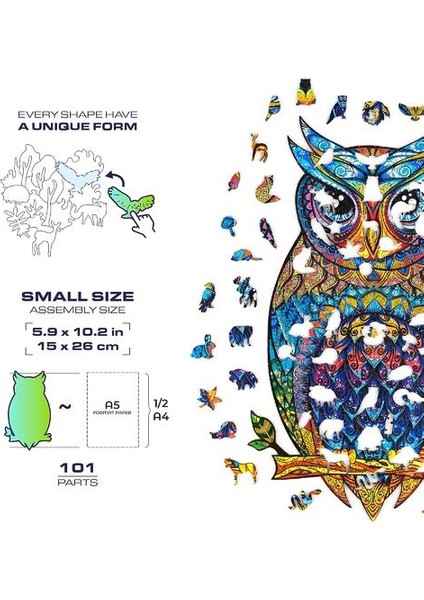 Benzersiz Şekil Ahşap Bulmaca Hayvan Şekli Yapboz Parçaları Bulmaca Çocuk Için En Iyi Hediye (Baykuş) (Yurt Dışından)
