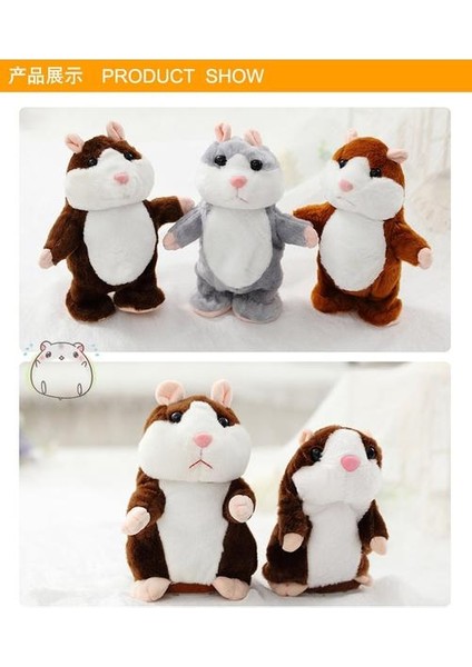 16 cm Talking Hamster Fare Pet Peluş Oyuncak Sevimli Yumuşak Hayvan Doll Konuşma Taklit Teyp Kaydedici Hamster Komik Oyuncak Çocuklar Hediye |elektronik Evcil Hayvan (Kahverengi) (Yurt Dışından)