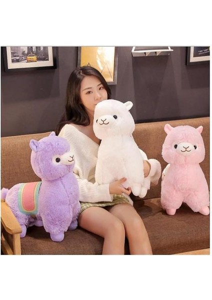 Llama Doldurulmuş Hayvan Büyük Bebek Plushie Hug Yastık Yumuşak (Beyaz 50CM) (Yurt Dışından)