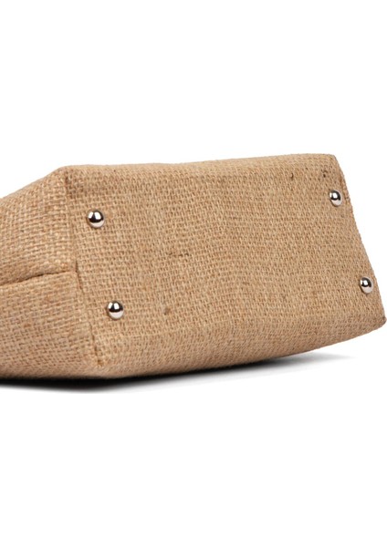 Kadın Kahve Renk Detaylı Jüt Hasır Portföy & Clutch Çanta