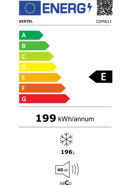 CDM610-611 F Enerji Sınıfı Dikey Derin Dondurucu Beyaz