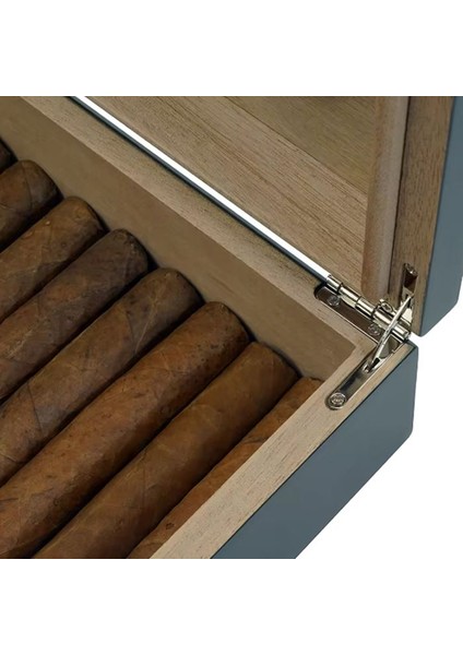 Küçük Mat Siyah Humidor Puro Kutusu Küllük Makas Seti RD26