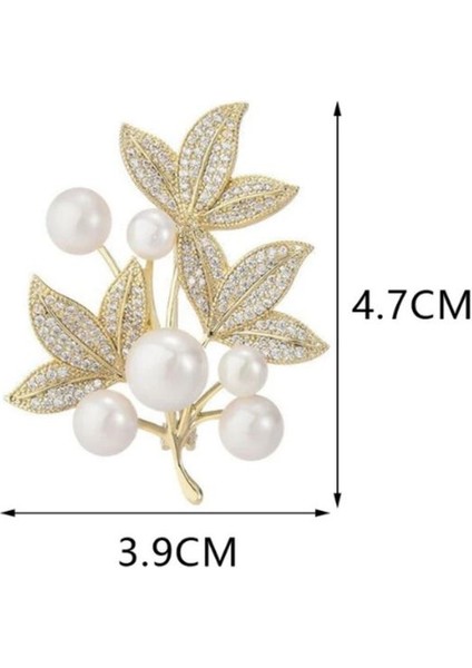Zarif İnci Detaylı Üç Yaprak Yaka İğnesi Kadınlar İçin Şık Aksesuar modelleri