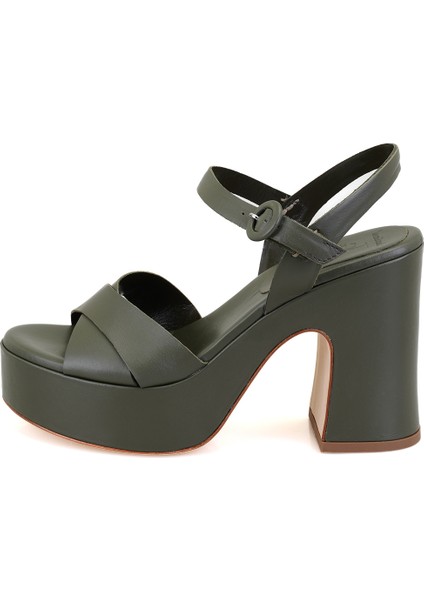 Sara Yeşil Platform Topuklu Sandalet modelleri