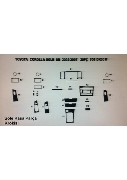 Toyota Corolla 2002 ve 2007 Arası Torpido Kaplama