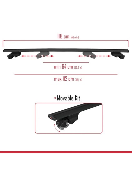 Volkswagen Caddy 2015-2019 Arası ile Uyumlu Hook Model Anahtar Kilitli Ara Atkı Tavan Barı Siyah modelleri